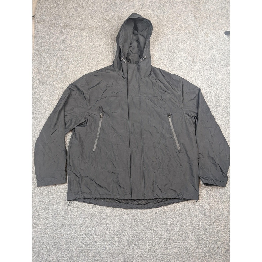 Hooded Rain Jacket‎ Mens 2XL Black Mesh Lined Windbreaker Zip Pockets Outdoor